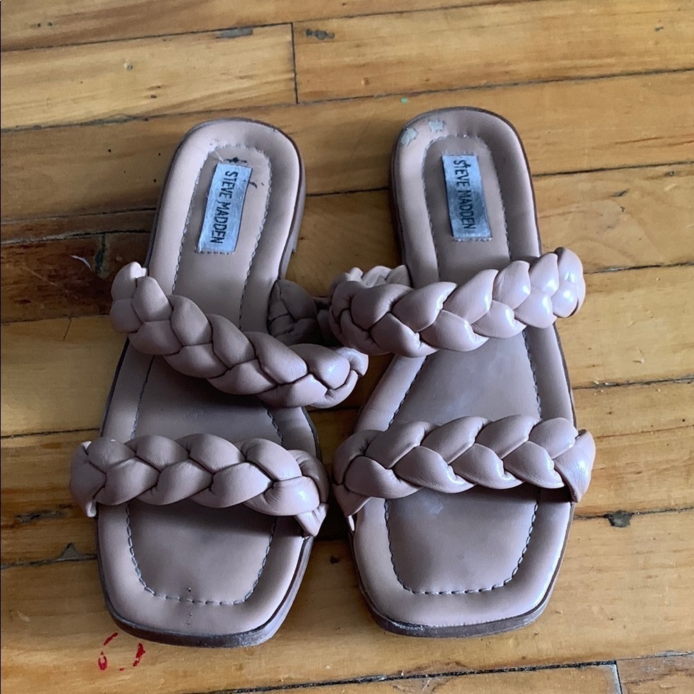 Steve‎ Madden Tan Braided Slide Sandals